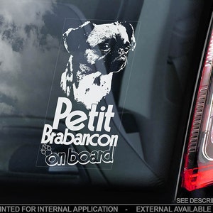 Petit Brabancon on Board - Car Window Sticker - Griffon Bruxellois Brussels Griffon Dog Sign Decal - V01