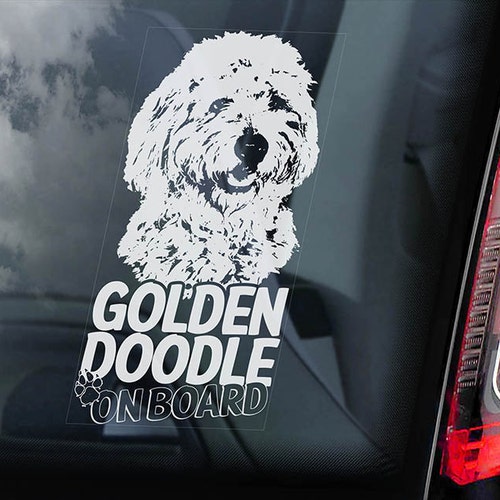 Goldendoodle on Board Car Window Sticker Golden Doodle Dog Etsy