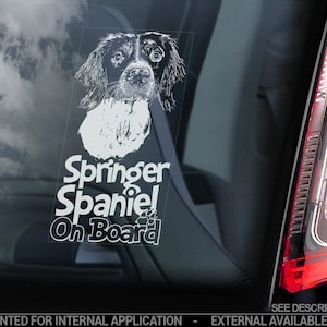 Springer Spaniel on Board - Car Window Sticker - English Dog Sign Decal - V06