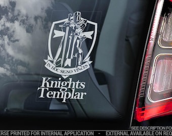Calcomanía para auto de los Caballeros Templarios - Calcomanía para ventana, logotipo, símbolo de la cruz, emblema de la Orden Masónica de los Masones - V07