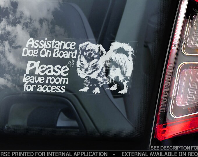 Assistance Dog on Board - Car Window Sticker - Tibetan Spaniel Stroke Detection Dog Sign Decal - V19