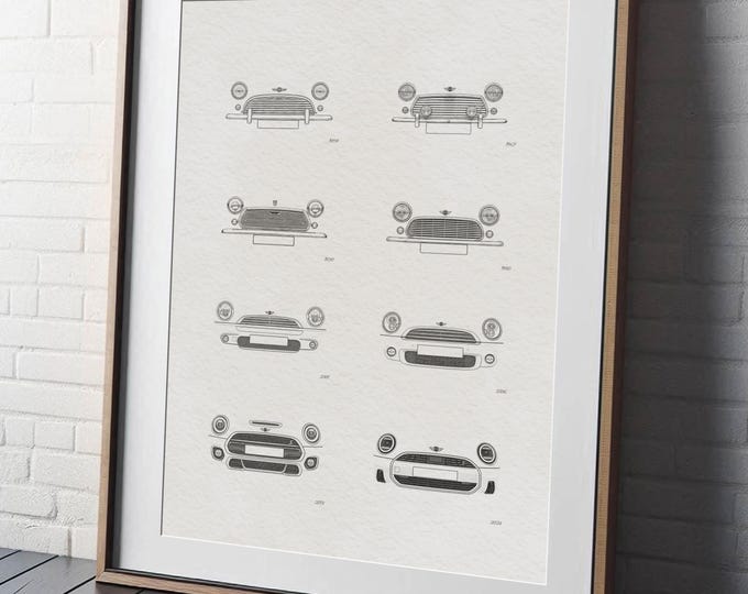 Mini Evolution  |   Art Poster Digital Download  |  Automotive Car Illustration  |  Cooper S Owner Print Gift