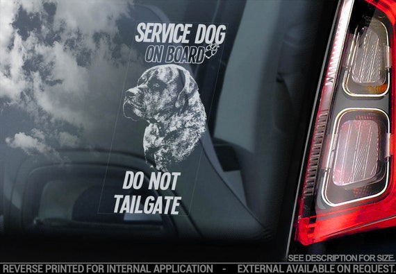 Service Dog on Board - Car Window Sticker - Assistance Mastiff Sign Decal - V04