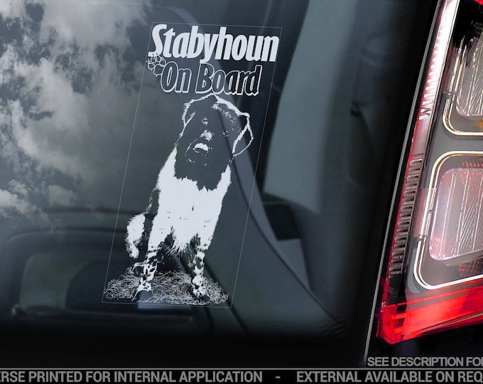 Stabyhoun on Board - Car Window Sticker - Stabij Beike Dog Sign Decal - V05