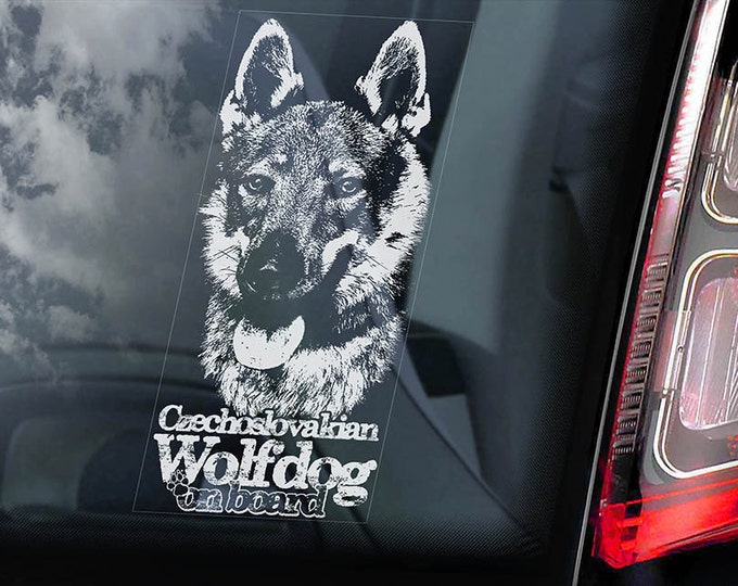Czechoslovakian Wolfdog on Board - Car Window Sticker - Vlcak Cane Lupo Cecoslovacco Sign Decal - V08