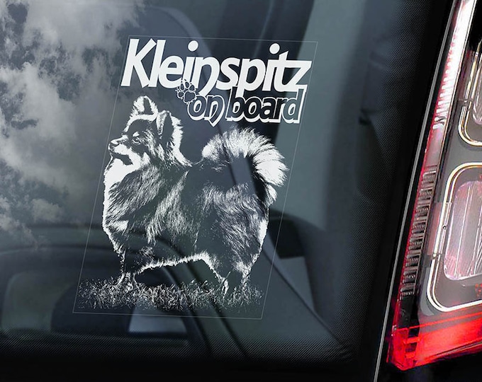 Klein Spitz on Board - Car Window Sticker - Deutscher German Spitz Dog Sign Decal - V01