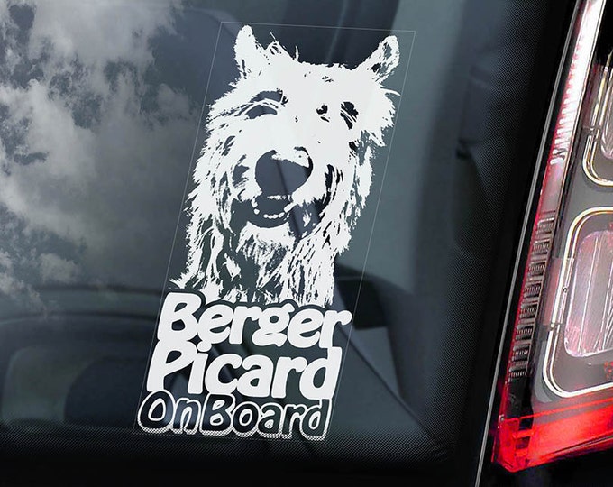 Berger Picard on Board - Car Window Sticker - Dog de Picardie Sign Decal Art Gift - V02