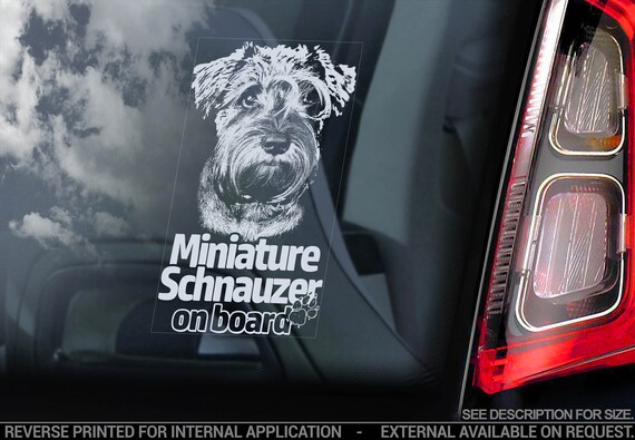Miniature Schnauzers on Board - Car Window Sticker - Zwergschnauzer Dwarf Dog Sign Decal - V07
