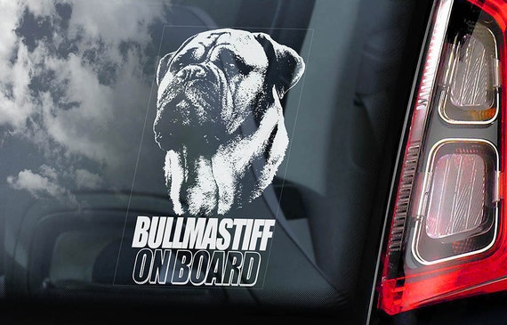 Bullmastiff on Board Car Window Sticker Bull Mastiff Dog Sign Decal  V01
