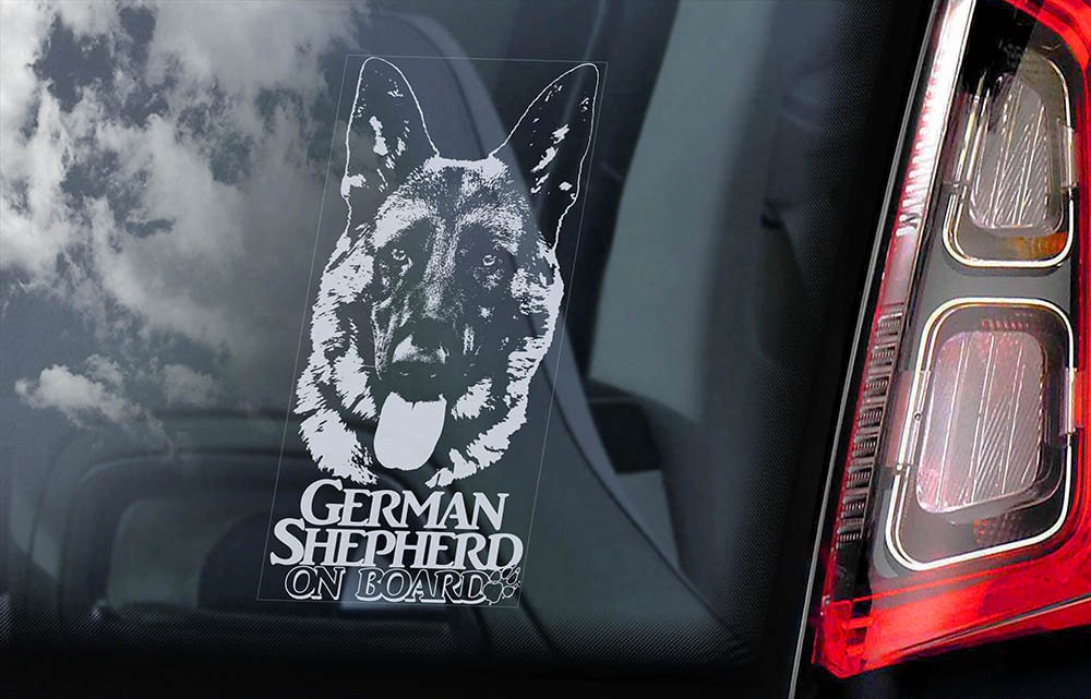German Shepherd on Board Car Window Sticker Security Alsatian K9 Dog Sign Decal V16