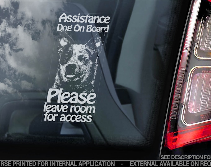 Assistance Dog on Board - Car Window Sticker - Service Australian Cattledog Sign Decal - V25