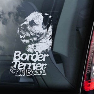 Border Terrier on Board - Car Window Sticker - Dog Sign Decal - V03