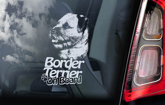 Border Terrier on Board - Car Window Sticker - Dog Sign Decal - V03