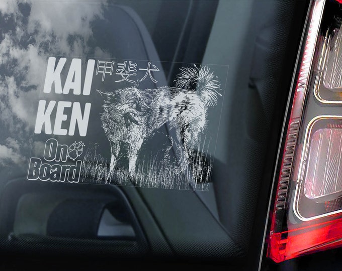 Kai Ken on Board - Car Window Sticker - Dog Sign Decal Japanese Japan Gift - V01
