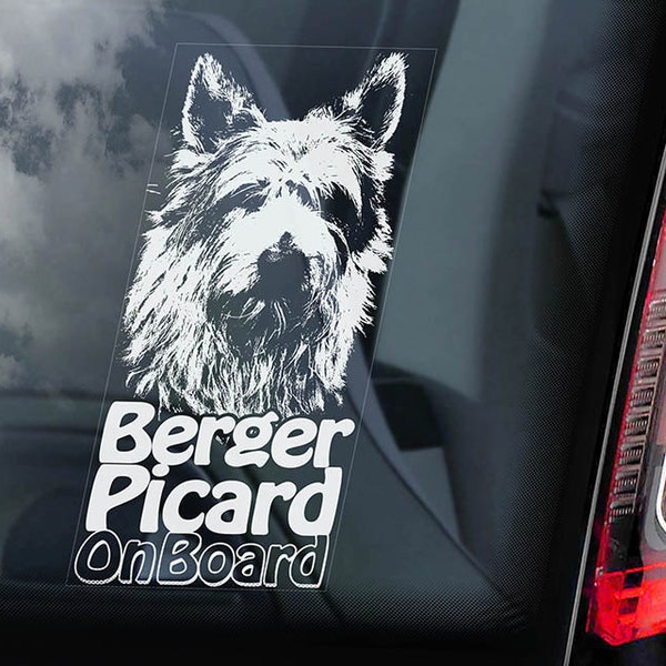 Berger Picard on Board - Car Window Sticker - Dog de Picardie Sign Decal Art Gift - V01