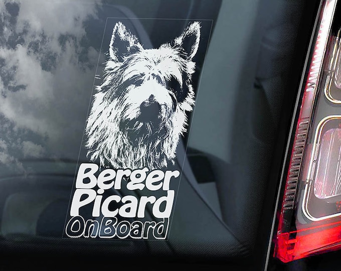 Berger Picard on Board - Car Window Sticker - Dog de Picardie Sign Decal Art Gift - V01