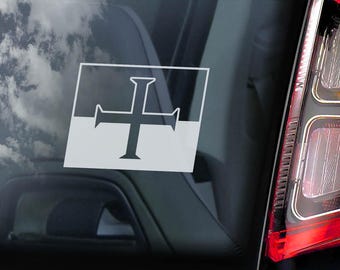 Calcomanía para auto de los Caballeros Templarios - Calcomanía para ventana, logotipo, símbolo de la cruz, emblema de la Orden Masónica - V09