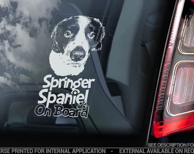 Springer Spaniel on Board - Car Window Sticker - English Dog Sign Decal - V07