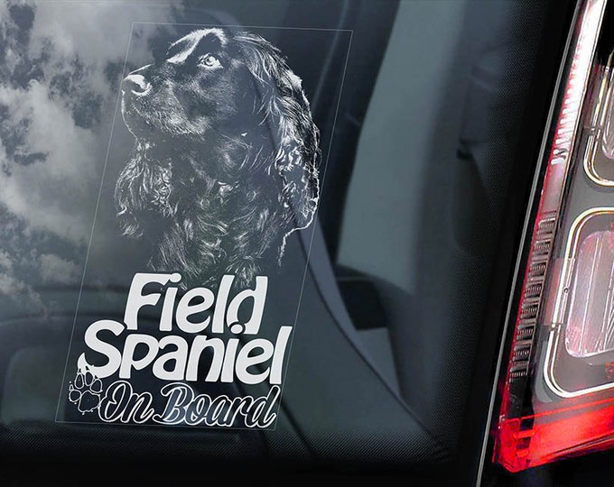 Field Spaniel on Board - Car Window Sticker - Dog Sign Gift Idea Art Decal - V01