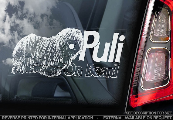 Puli on Board - Car Window Sticker - Hungarian Dog Sign Decal - V01