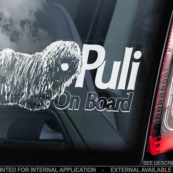 Puli on Board - Car Window Sticker - Hungarian Dog Sign Decal - V01