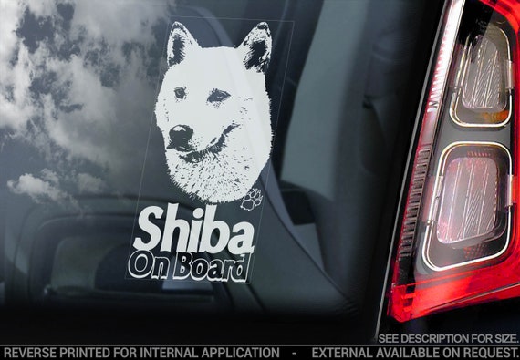 Shiba Inu on Board - Car Window Sticker - Japanese Ken Dog Sign Decal Bumper Sign - V04