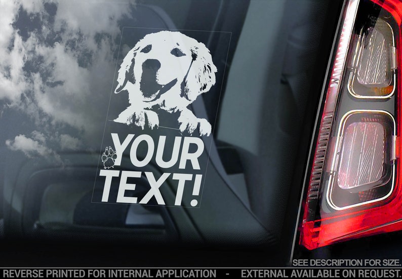 Dog Car Window Sticker PERSONALISED TEXT Custom Sign Design Bumper Decal image 1