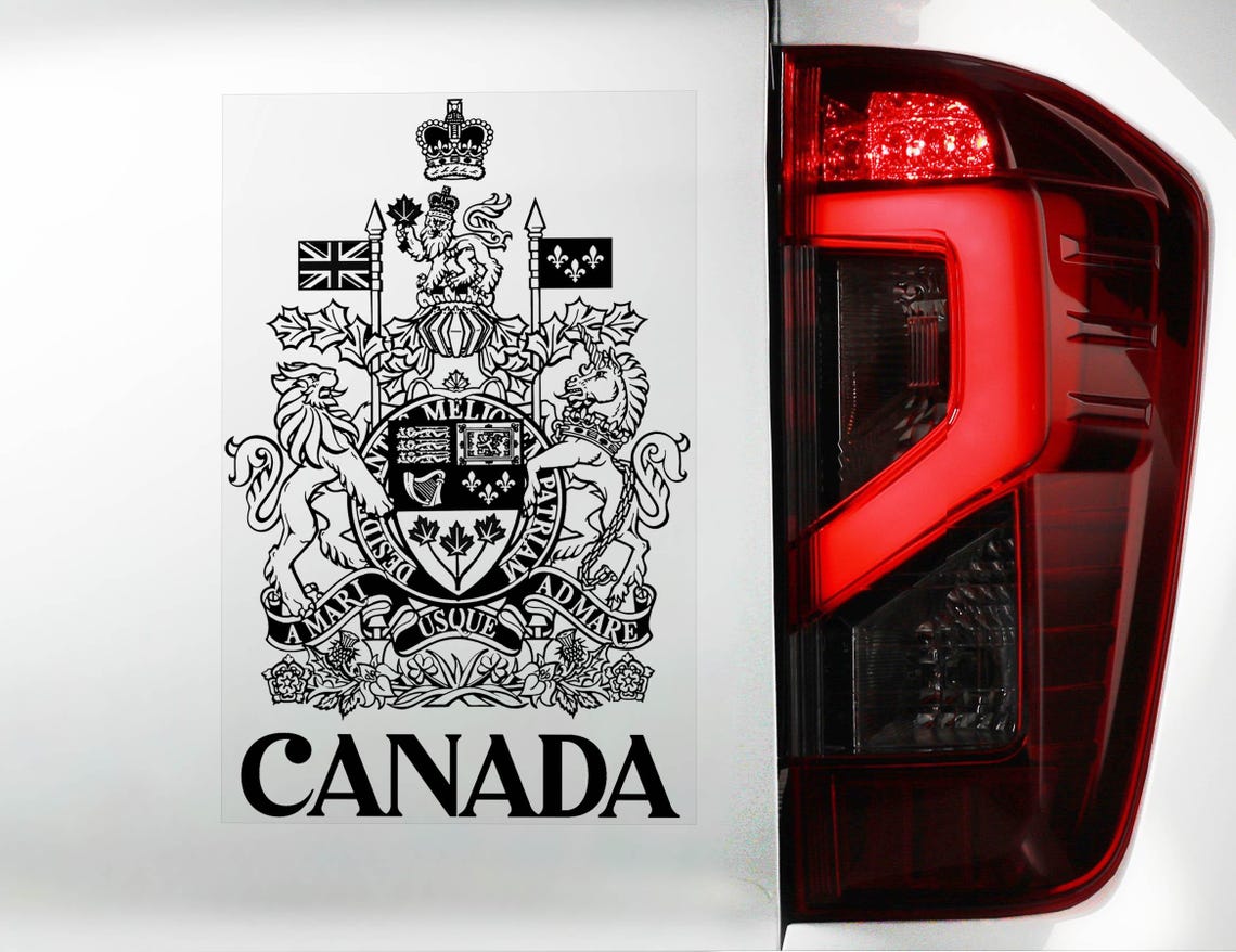 CANADA Car Sticker, Canadian Coat of Arms National Flag Sovereign ...