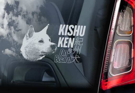 Kishu Ken on Board - Car Window Sticker - Dog Sign Decal Japanese Inu Gift - V01