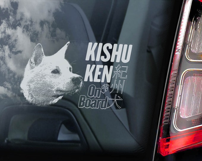 Kishu Ken on Board - Car Window Sticker - Dog Sign Decal Japanese Inu Gift - V01