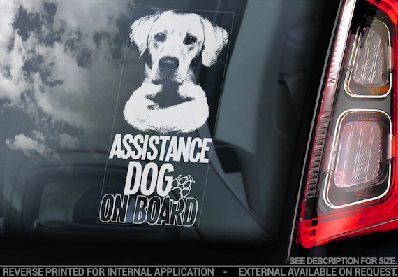 Assistance Dog on Board - Car Window Sticker - Labrador Dog Sign Decal Gift - V01