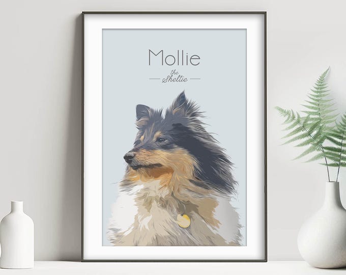 Personalised Pet Portrait, Hand-illustrated Custom Artwork Poster Print or Digital file, Pet Wall Art, Memorial Gift for Dog, Cat, Rabbit..