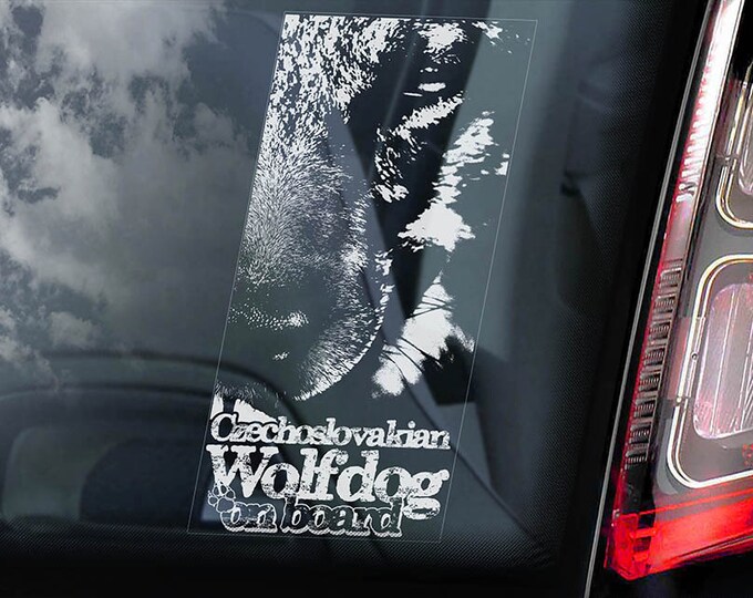 Czechoslovakian Wolfdog on Board - Car Window Sticker - Vlcak Cane Lupo Cecoslovacco Sign Decal - V05
