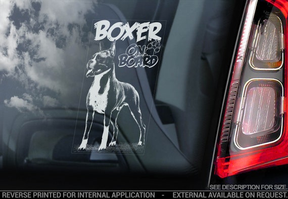 Boxer on Board - Car Window Sticker - Deutscher German Beware of the Dog Sign Decal - V04