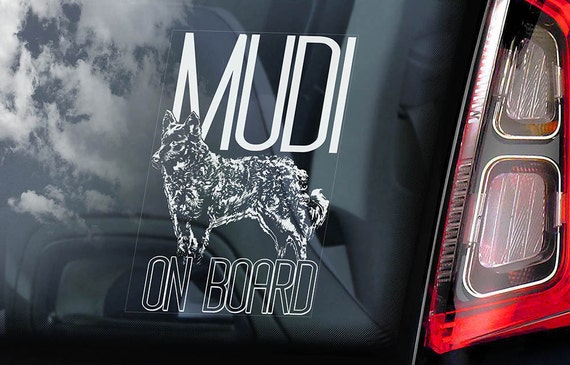 Mudi on Board - Car Window Sticker - Hungarian Dog Sign Decal - V01