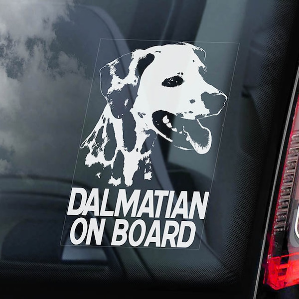 Dalmatian on Board - Car Window Sticker - Carriage Leopard Dog Sign Gift Decal - V01