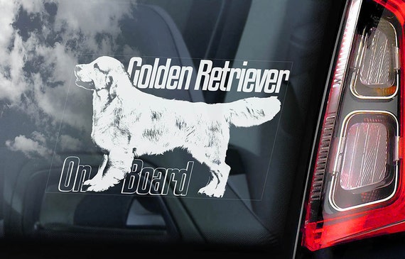 Golden Retriever on Board - Car Window Sticker - Guide Dog Sign Decal -V04