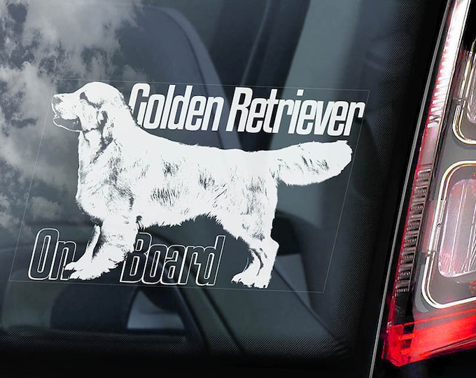 Golden Retriever on Board - Car Window Sticker - Guide Dog Sign Decal -V04