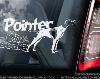 Pointer on Board - Car Window Sticker - English Dog Sign Decal Art Gift - V01