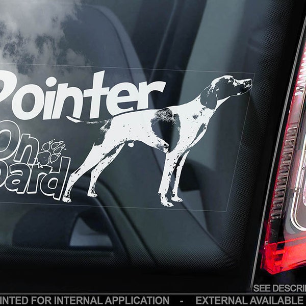 Pointer on Board - Car Window Sticker - English Dog Sign Decal Art Gift - V01