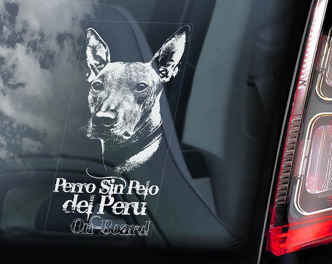 Perro Sin Pelo del Peru on Board - Car Window Sticker - Peruvian Hairless Dog Inca Orchid Sign Decal - V01