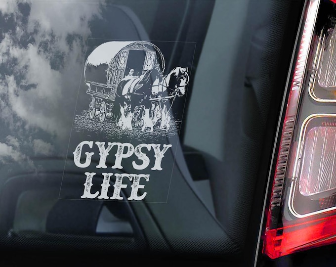 GYPSY LIFE Car Sticker - Slow Down Shire Horse Cob Decal Window Bumper Sign - V01
