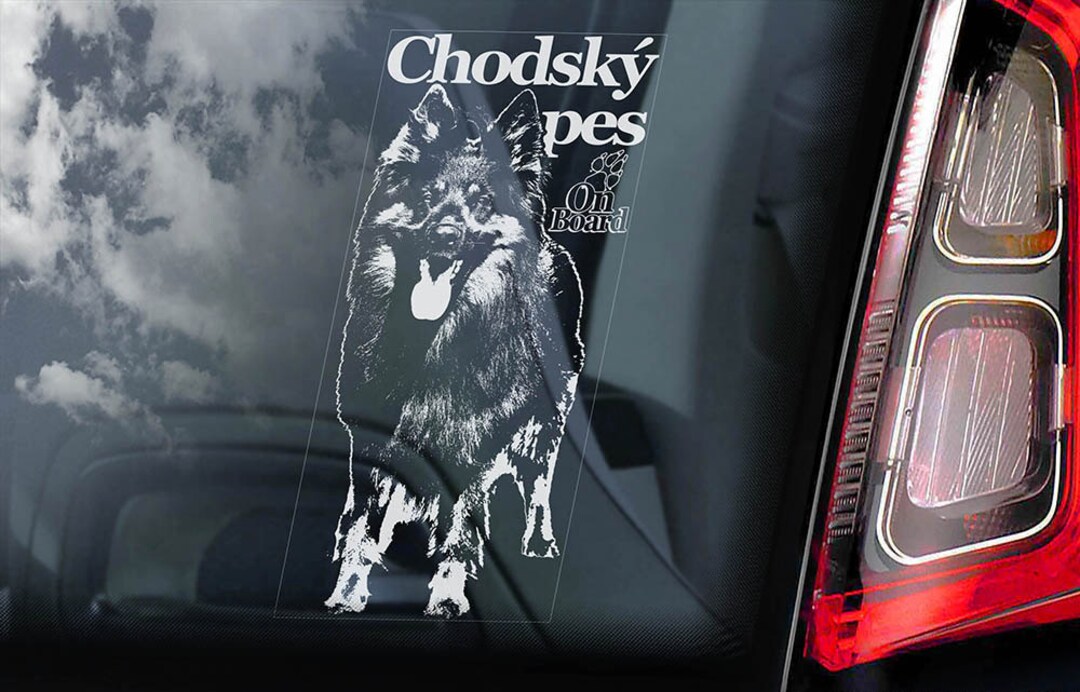 Sticker Pes Chodský Pes on Board - Car Window Sticker - Bohemian Shepherd Dog Sign ...