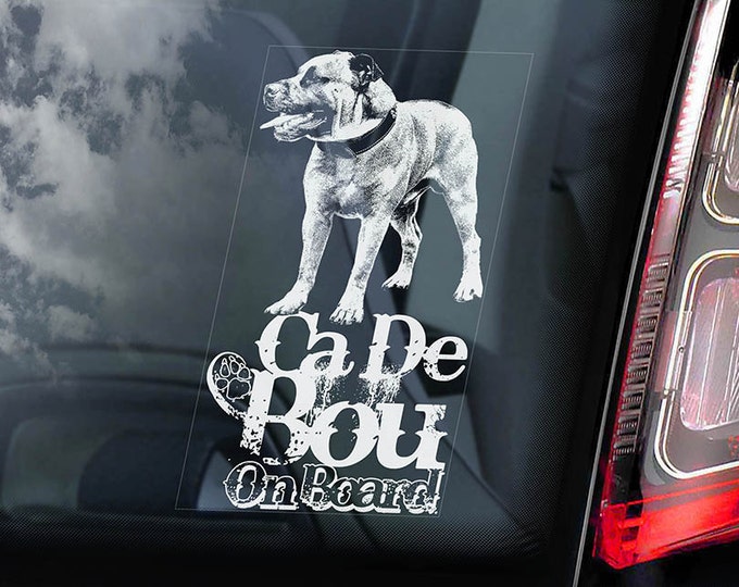 Ca De Bou on Board - Car Window Sticker -  Perro de Presa Mallorquin Mastiff Dog Sign Decal - V01