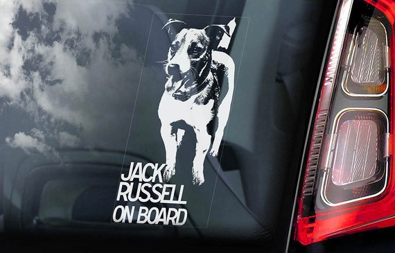 Jack Russell on Board  - Car Window Sticker - Russel Terrier JRT Dog Sign Decal  -V01