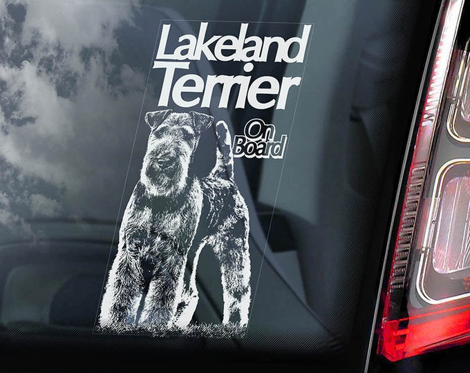 Lakeland Terrier on Board - Car Window Sticker - Dog Sign Decal Art Gift - V01