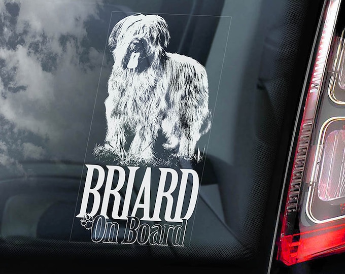Briard on Board - Car Window Sticker - Berger de Brie Dog Sign Decal - V01
