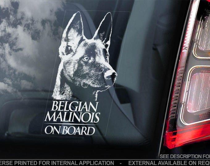 Belgian Malinois Car Window Sticker - CHOOSE YOUR DESIGN! - Dog on Board Sign Decal Gift Idea