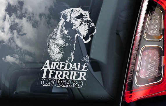 Airedale Terrier on Board - Car Window Sticker - Dog Sign Decal Bingley Waterside -V02