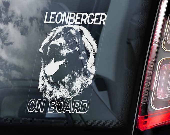 Leonberger on Board - Car Window Sticker - Dog Sign Decal Art Gift - V01